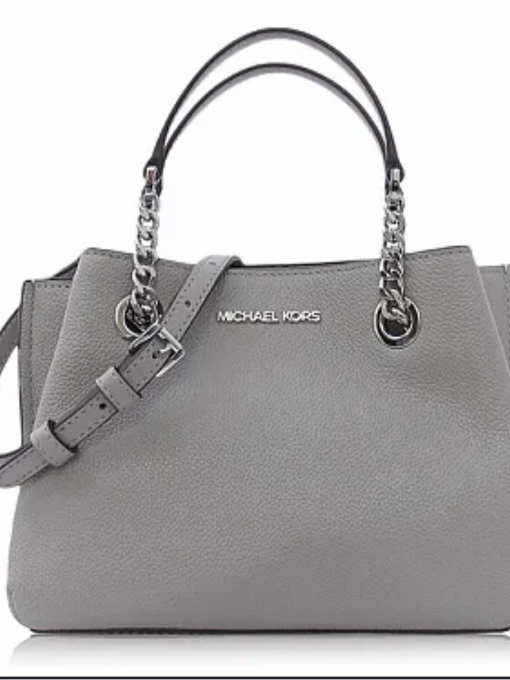 Michael Kors Small Teagan Pebbled Gray Leather bag with Chain Straps